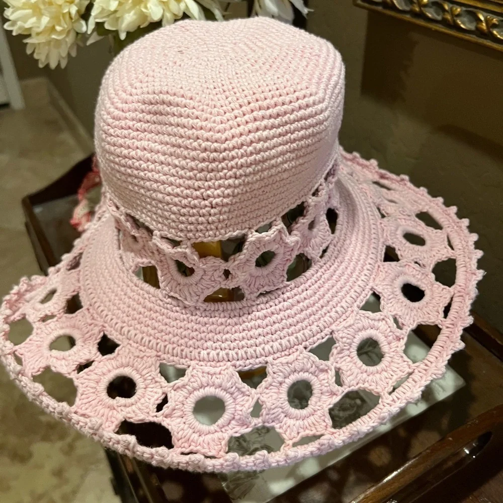 Head's Up by Rico Crochet Bucket Hat Flower Boho Festival Sun Hat